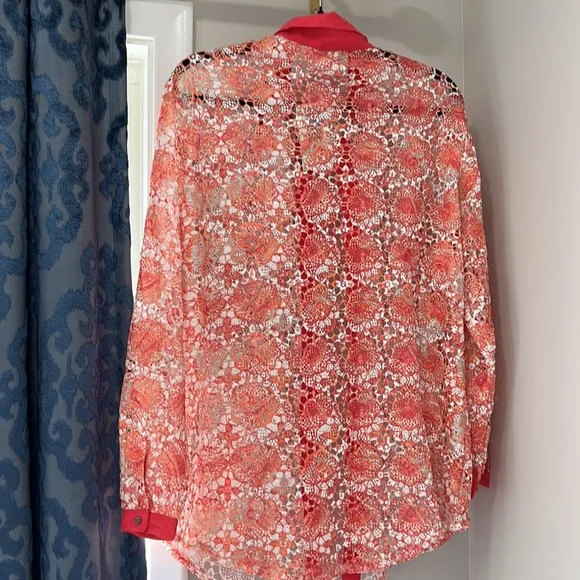 Ramy Brook Gary Princed Lace Swim Cover Up Shirt - Picture 6 of 8